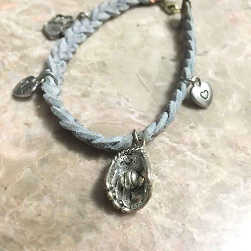 BLUE SOFTBALL CHARM BRACELET